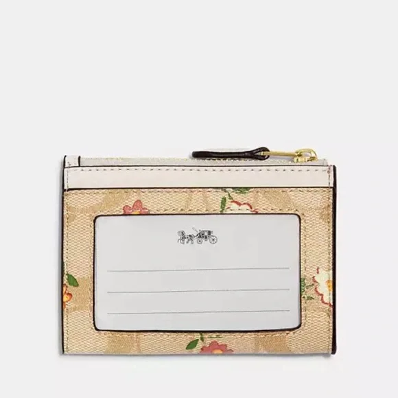NWT Coach Mini Skinny ID Case in Signature Canvas and Nostalgic Ditsy Print - Picture 2 of 7